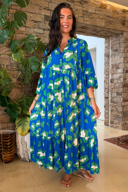 Riven Tiered Maxi Dress Mediterranean Blue /9 =